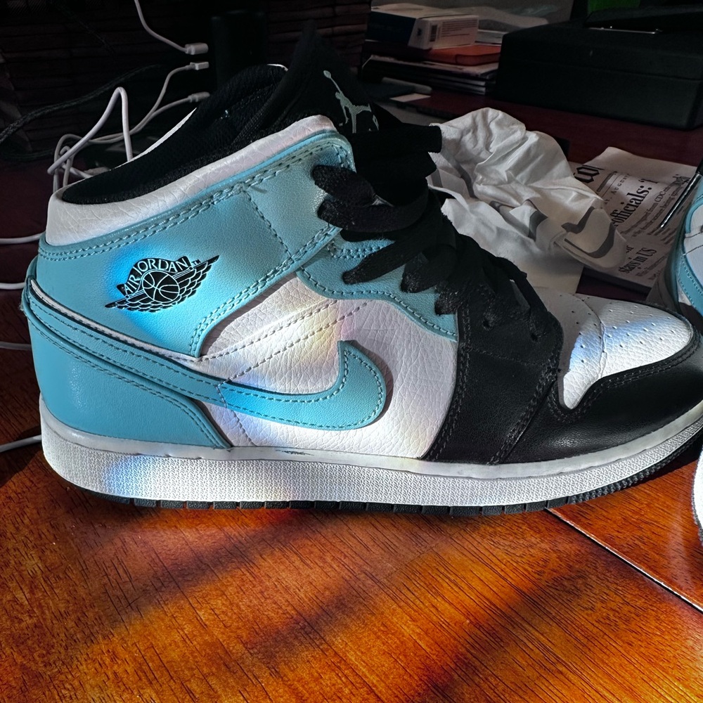 Nike Air Jordan Sneakers in Teal, Black, and White